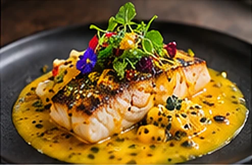 Pescado en salsa de maracuyá