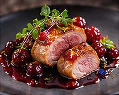 Carne con salsa de frutos rojos