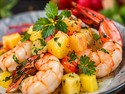 Mariscos con salsa de piña