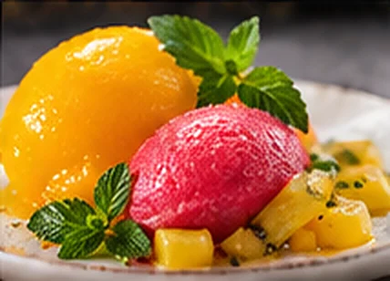 Sorbete de frutas tropicales